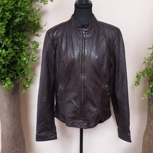 Vintage Danier Soft Dark Brown Women's Moto Style Biker Leather Jacket Size M - Picture 5 of 15
